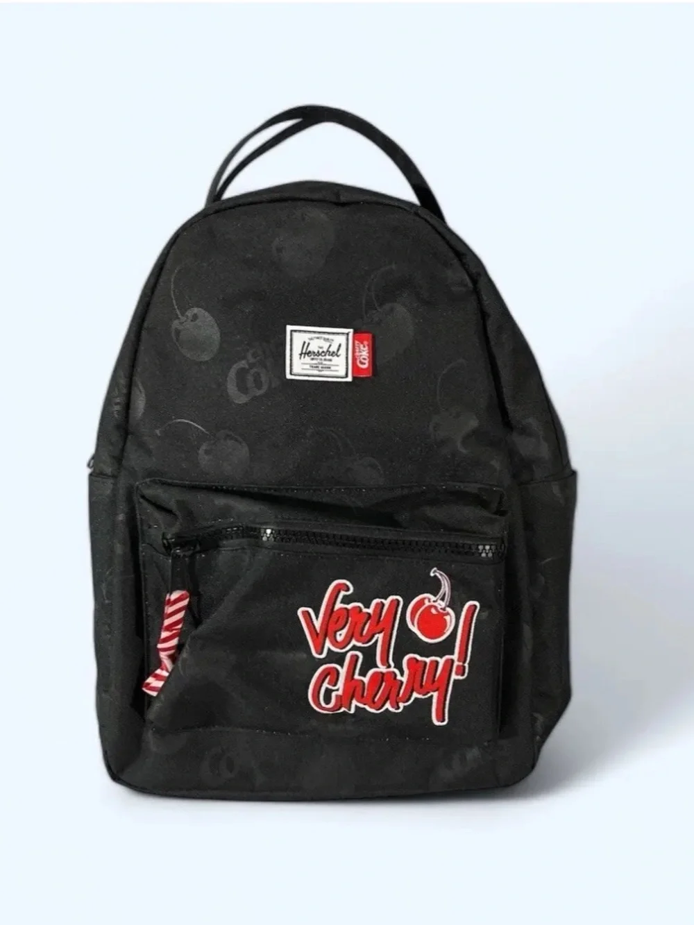 Herschel Supply Company Black Mini Backpack with Red Cherry Coke Tag